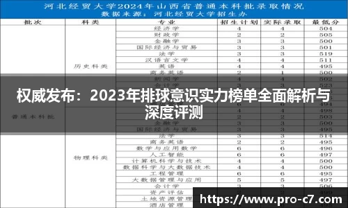 权威发布：2023年排球意识实力榜单全面解析与深度评测